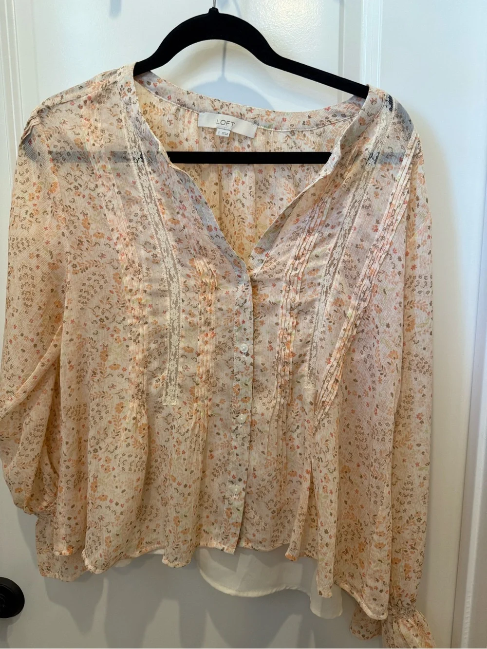 Loft Floral Peasant Blouse - Blush Pink